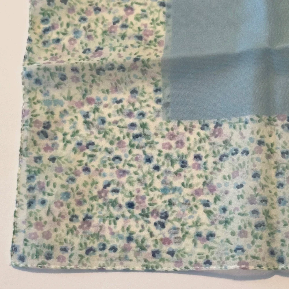 Vintage Italian Floral Square Scarf‎ Blue Lavender Ditsy Print Cottagecore Y2K